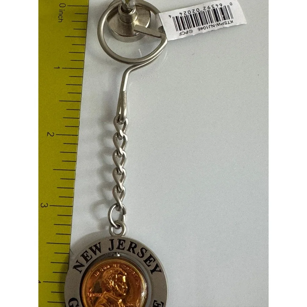 New Jersey Garden State Souvenir Keychain Spinning 2003 Lincoln Penny